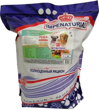 Корм для собак Империал гипоаллергенный для всех пород с рыбой 3 кг