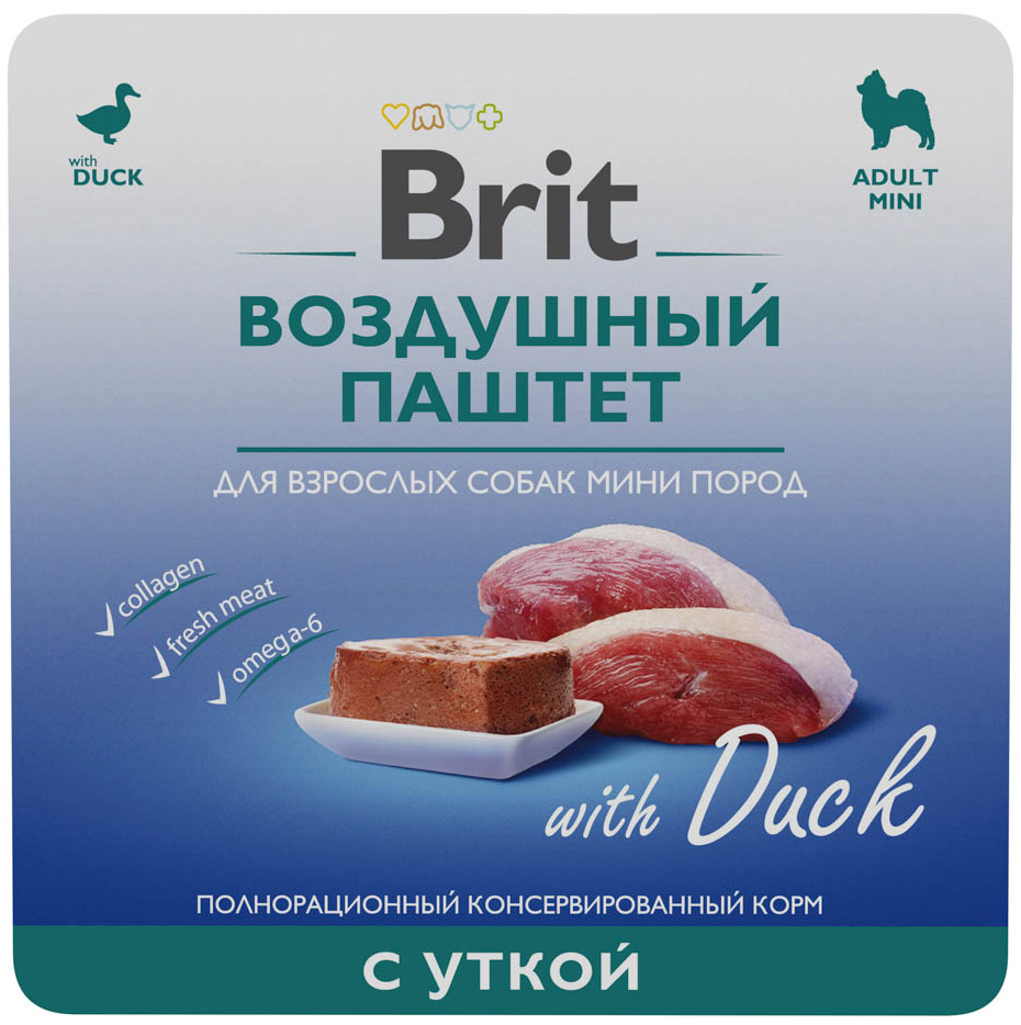 Корм Brit Mini Duck (паштет) для собак малых пород, с уткой, 100 г