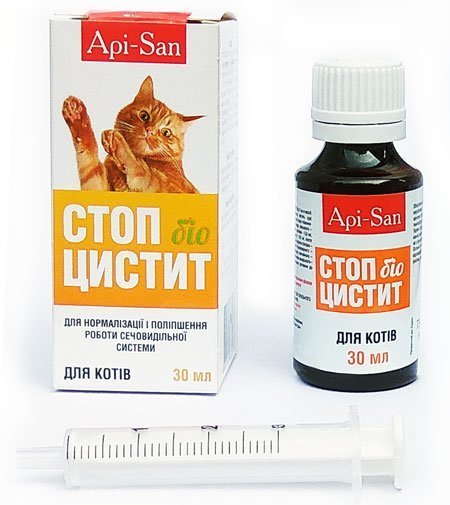 Препарат для кошек Api-San Стоп цистит Био: лечение и профилактика МКБ суспензия 30 мл