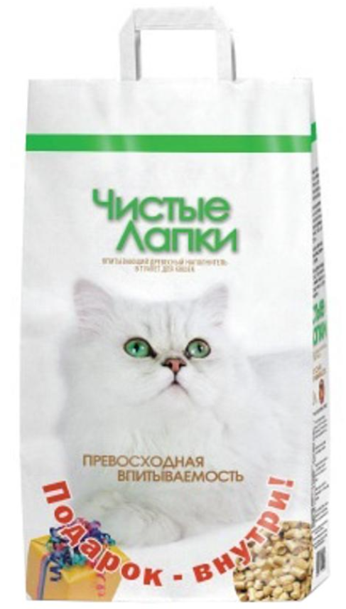 Чистые Лапки Древесный наполнитель,12л (Clean Paws), 4.5 кг