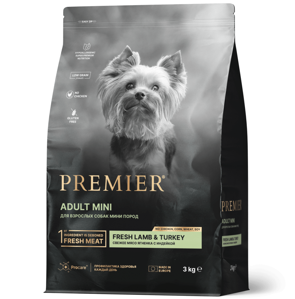 Корм Premier Dog Fresh Lamb &amp; Turkey Adult Mini с ягненком и индейкой для собак мелких пород