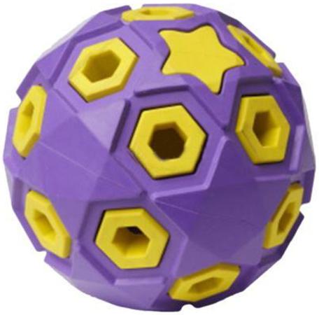 Homepet Silver Series Игрушка Мяч звездное небо для собак, сиренево-желтый, каучук, 8 см