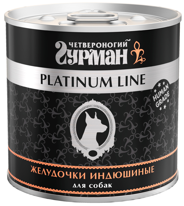 Корм Четвероногий гурман Platinum Line (в желе) для собак, желудочки куриные, 240 г