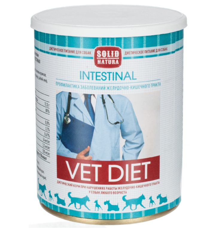 Корм Solid Natura Vet Diet Intestinal (консерв.) для собак, профилактика заболеваний ЖКТ, 340 г