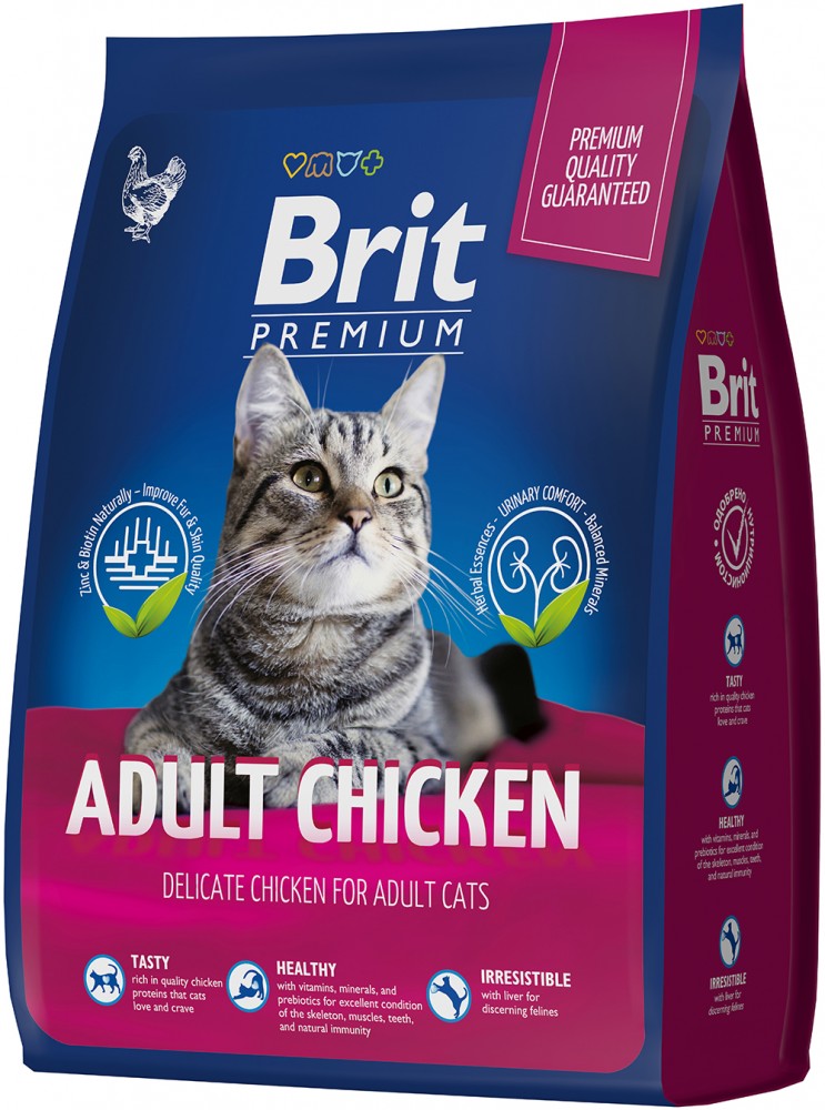 Корм Brit Premium Adult Chicken для кошек, с курицей 400 г