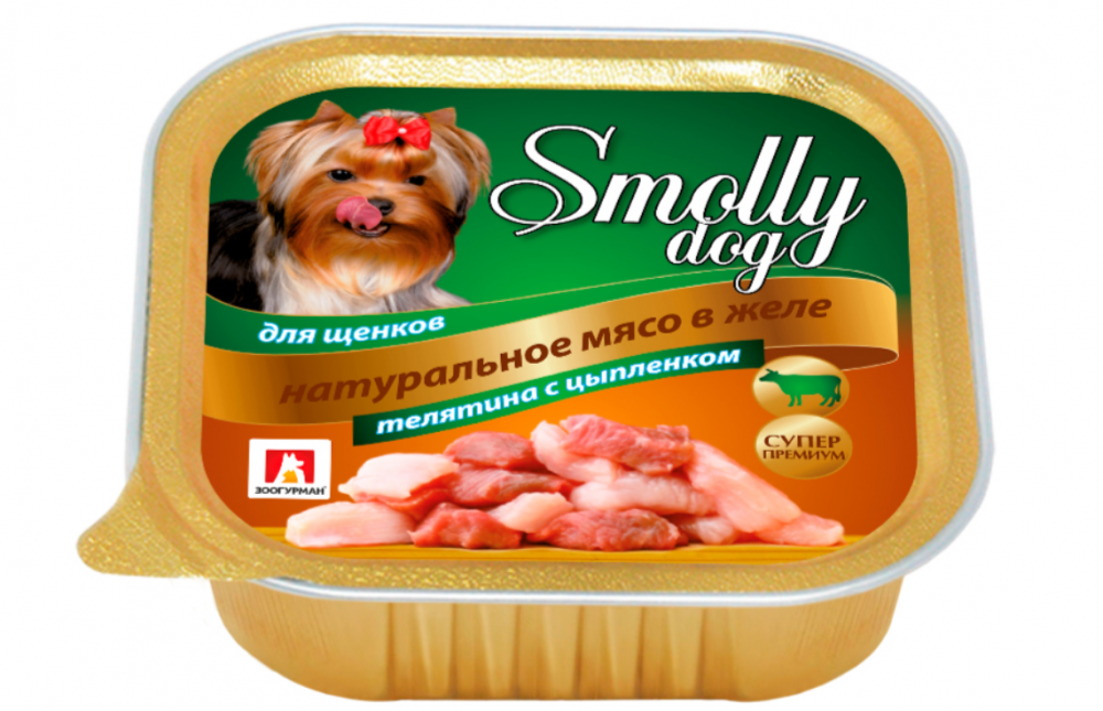 Корм Зоогурман Smolly dog (консерв.) для щенков, телятина с цыпленком, 100 г