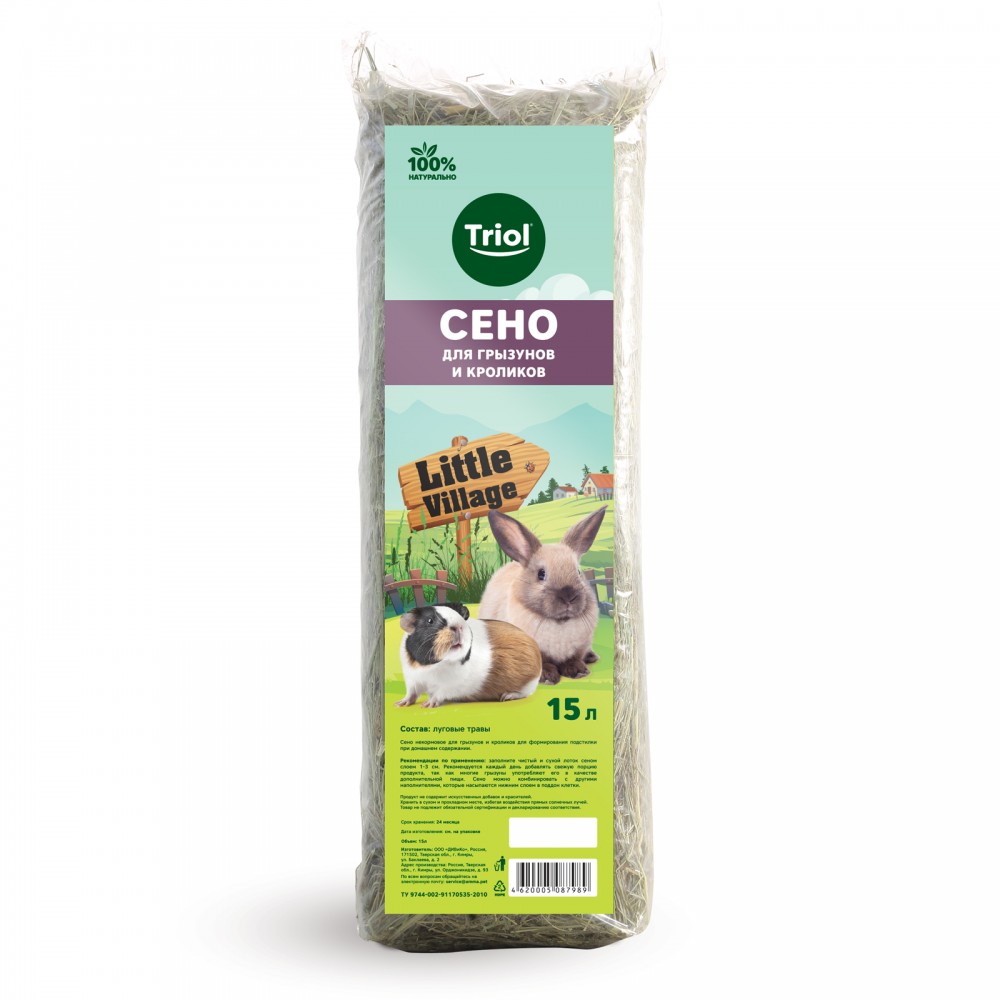 Сено Triol луговое для грызунов и кроликов 15л