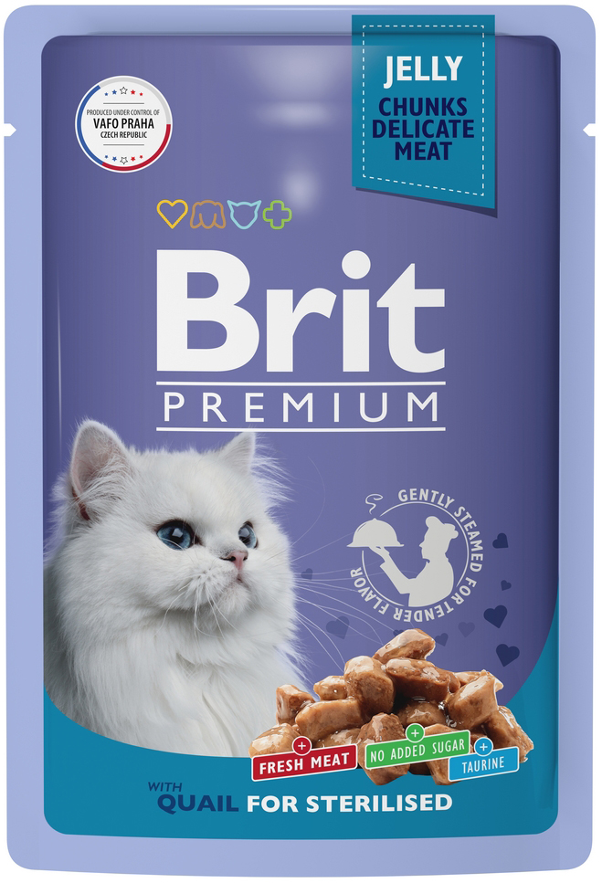 Brit Premium Пауч для взрослых кошек перепелка в желе 85 г