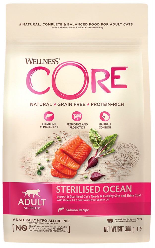 Корм Wellness CORE Sterilised Ocean для стерилизованных кошек, с лососем 300 г
