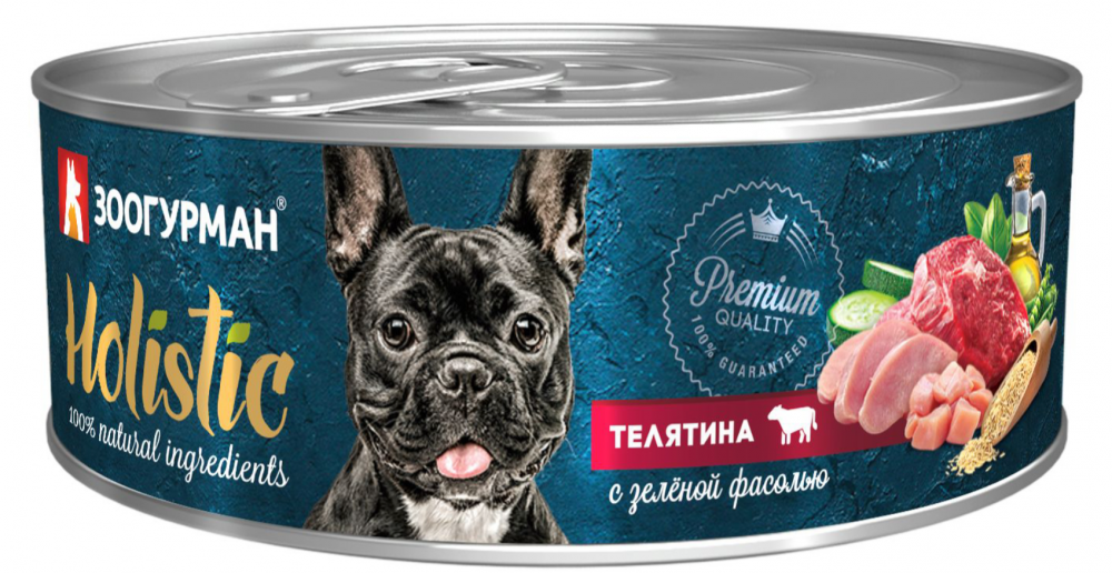 Корм Зоогурман Holistic (консерв.) для собак, телятина с зелёной фасолью, 100 г