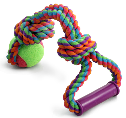 Игрушка для собак &quot;Верёвка с ручкой, 2 узла и мяч&quot;, d65/380мм