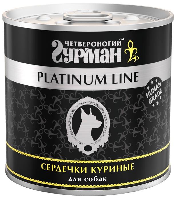 Корм Четвероногий гурман Platinum Line (в желе) для собак, сердечки куриные, 240 г
