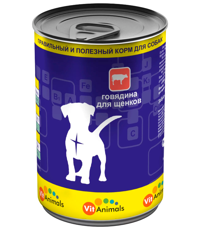 Корм VitAnimals (консерв.) для щенков, говядина, 410 г