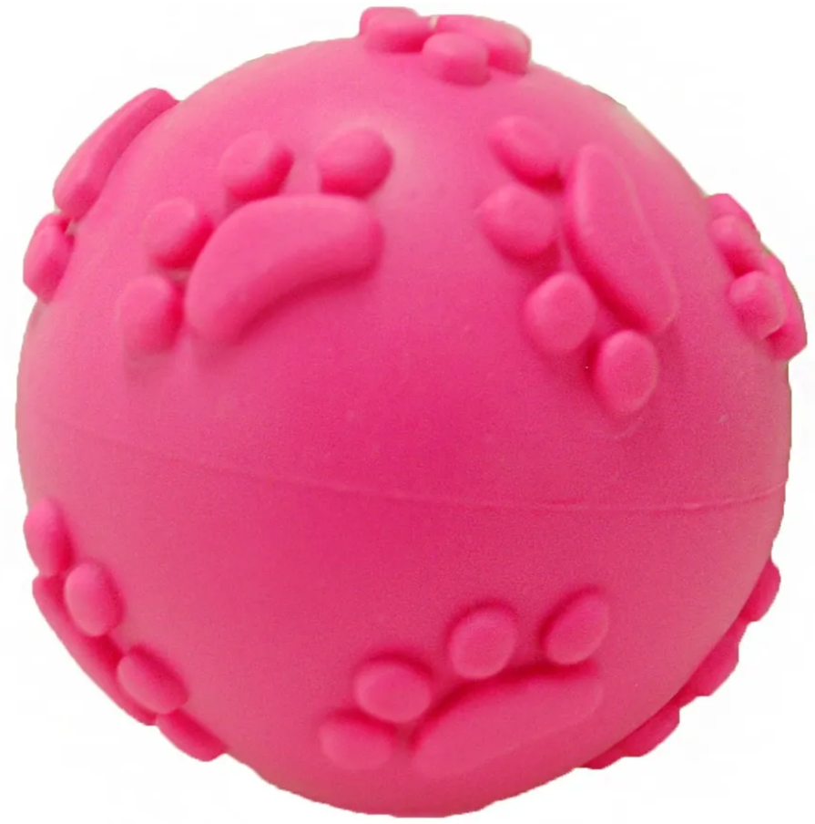 HomePet игрушка для собак Мяч с рисунком лапки с пищалкой РОЗОВЫЙ 6 см
