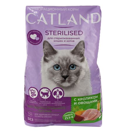 Сухой корм Catland Sterilised РАЗВЕСНОЙ для стерилизованных кошек, с кроликом и овощами 1 кг