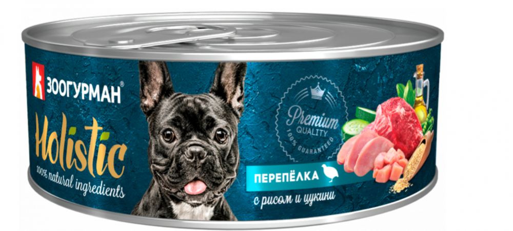 Корм Зоогурман Holistic (консерв.) для собак, перепёлка с рисом и цукини, 100 г