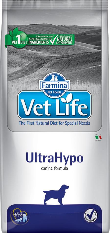 Корм Farmina Vet Life UltraHypo для собак при пищевой аллергии и непереносимости с ярко выраженной гиперчувствительностью 2 кг