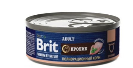 Корм Brit Premium By Nature Adult (консерв.) для кошек, с кроликом, 100 г