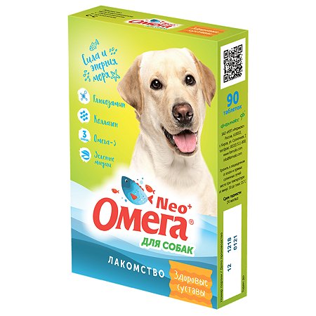 Добавка пищевая для собак Астрафарм Омега Neo+ Здоровые суставы с глюкозамином и коллагеном 90таблеток