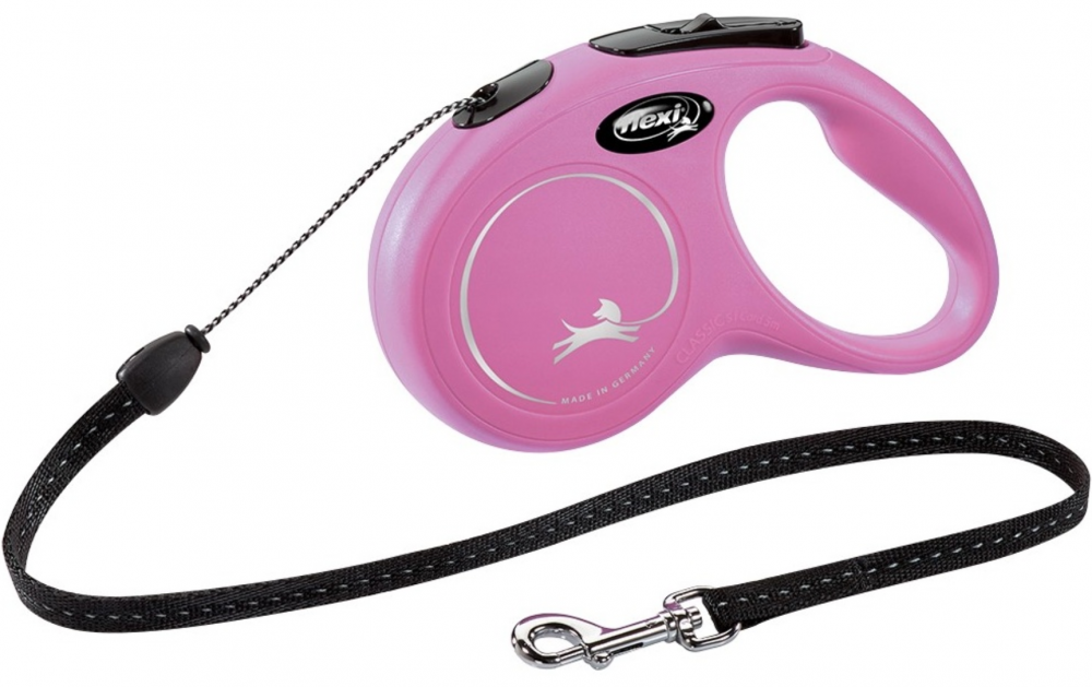 Рулетка Flexi New Classic S трос 5 м до 12 кг Розовый