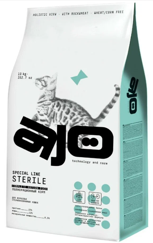 Корм Ajo Cat Sterile РАЗВЕСНОЙ низкозерновой для активных стерилизованных кошек