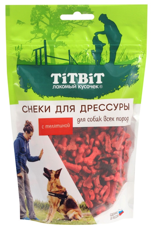 Лакомство TiTBiT Снеки для дрессуры собак, с телятиной, 100 г