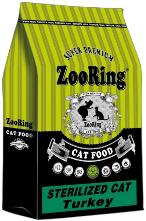 Корм ZooRing STERILIZED CAT TURKEY Индейка для стерилизованных кошек и кастрированных котов