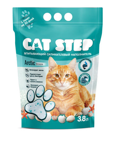 Наполнитель впитывающий силикагелевый CAT STEP Arctic Breeze, 3,8 л