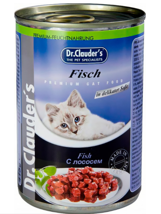 Корм Dr.Clauder&#039;s Fish (в соусе) для кошек, c лососем, 415 г