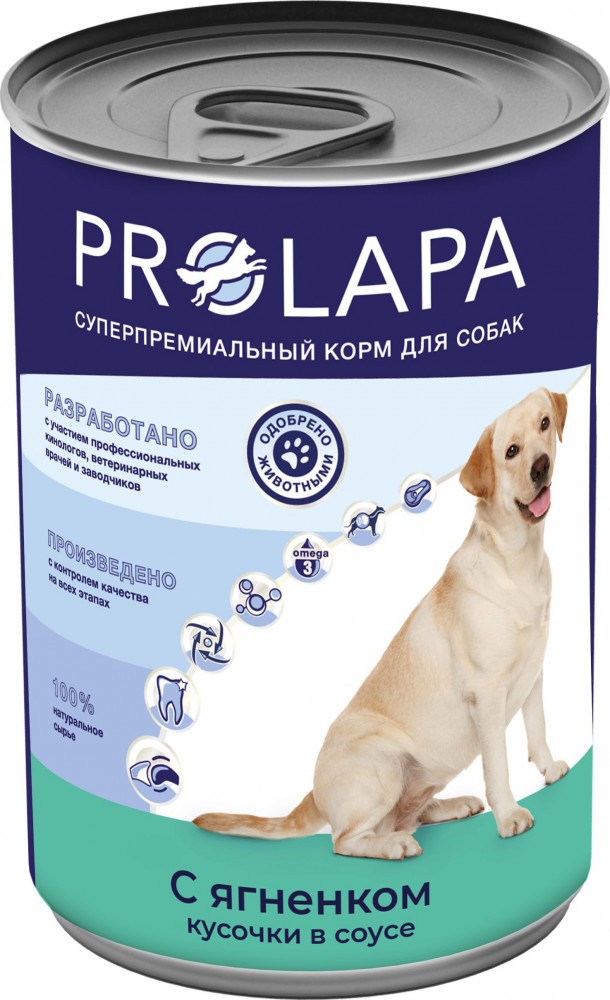 Корм Prolapa (в соусе) для собак, с ягненком, 850 г