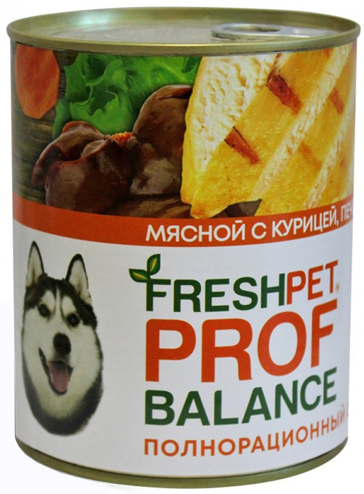 Корм Freshpet Profbalance (консерв.) для собак, с курицей, печенью и гречкой, 850 г
