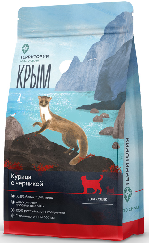 Корм Территория Крым для взрослых кошек курица с черникой 350 г