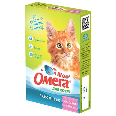 Добавка пищевая для котят Астрафарм Омега Neo+ Веселый малыш с пребиотиком и таурином 90таблеток
