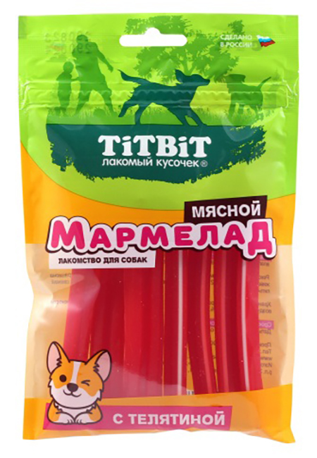 Лакомство TiTBiT Мармелад мясной для собак, с телятиной, 120 г