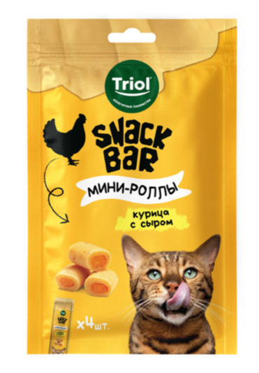 Лакомство для кошек &quot;Мини-роллы с начинкой из курицы с сыром&quot;, 40г, серия SNACK BAR, Triol