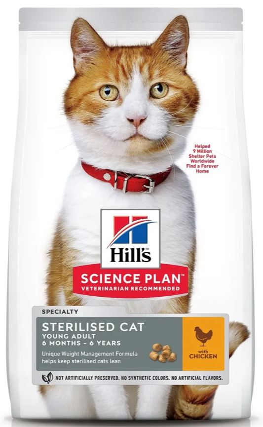 Корм сухой Hill&#039;s Science Plan Sterilised Cat для стерилизованных молодых кошек от 6 месяцев до 6 лет, с курицей