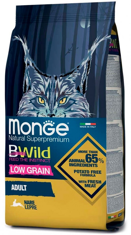 Корм Monge BWild Cat Hare для взрослых кошек с мясом зайца 1,5 кг