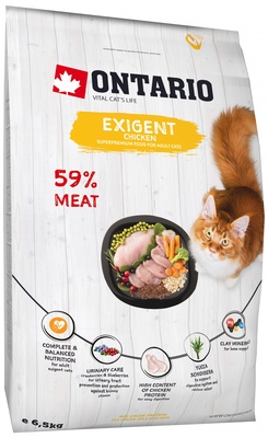 Корм Ontario Cat Exigent для особо требовательных кошек, с курицей