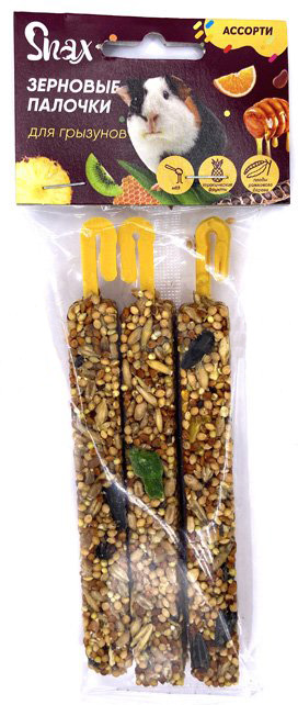 Лакомство Snax Plus зерновые палочки, ассорти (тропические фрукты, мед, рожковое дерево), 3 шт