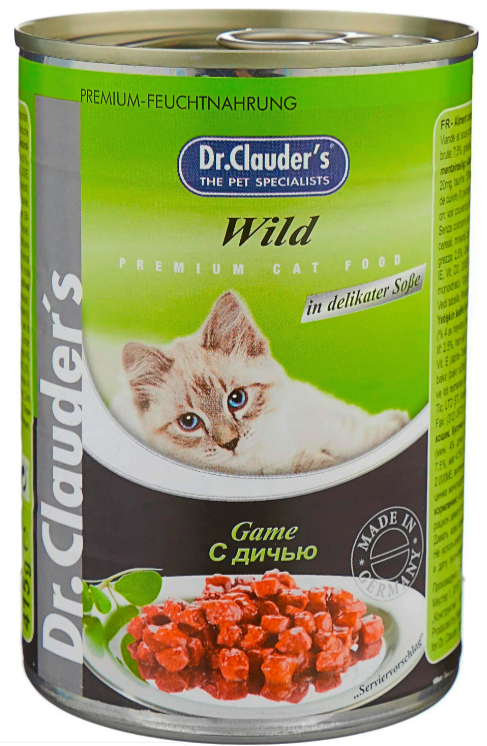 Корм Dr.Clauder&#039;s Game (в соусе) для кошек, с дичью, 415 гn