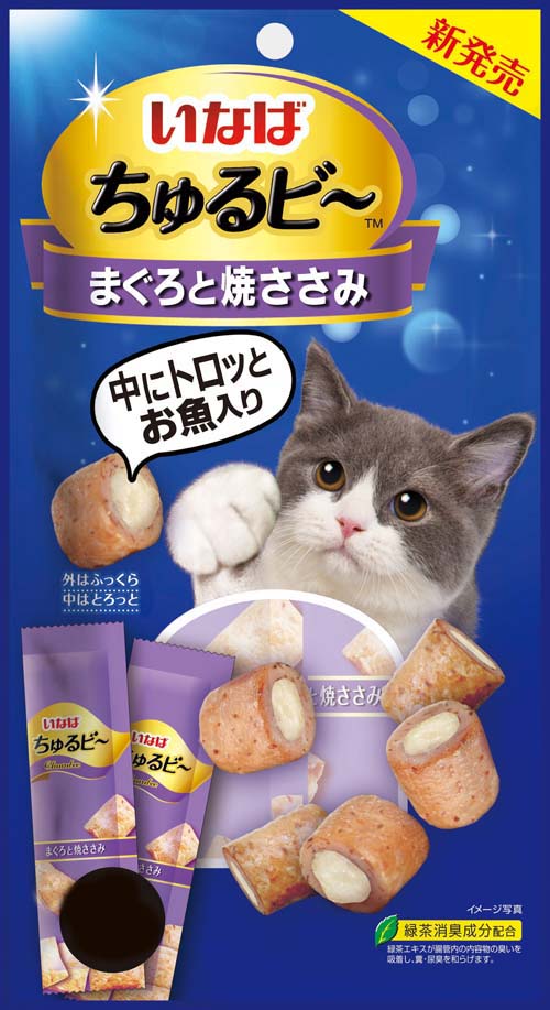 Лакомство Inaba Churu Bee трубочки для кошек, тунец магуро с запеченным куриным филе, (4 шт по 10 г), 40 г