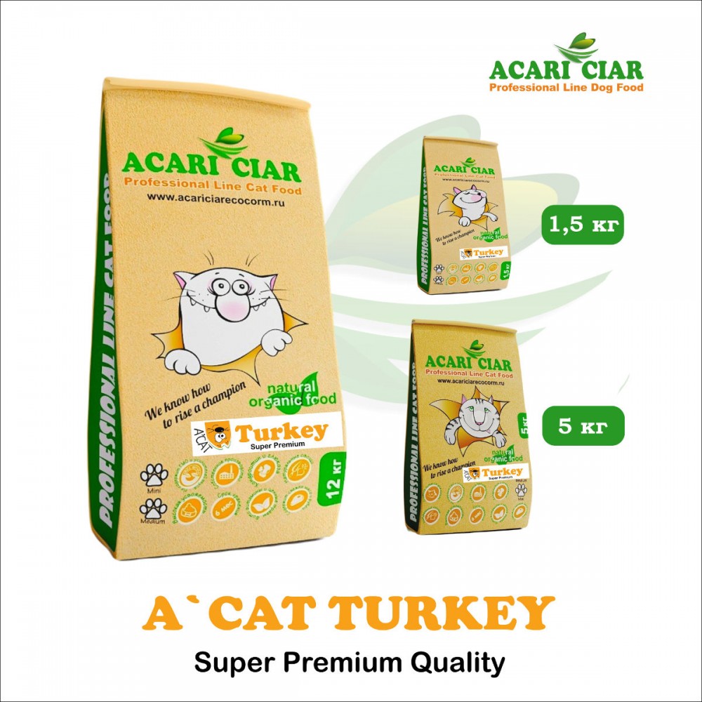 Acari ciar - корм для кошек A Cat Turkey с индейкой 12 кг