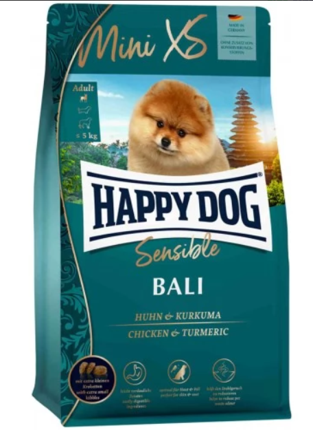 Happy Dog Supreme Sensible Mini XS Bali сухой корм для взрослых собак мелких и миниатюрных пород весом до 5 кг с курицей и рисом 1,3 кг