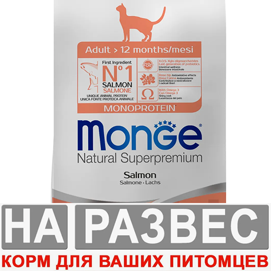 Корм МОНЖ РАЗВЕС Моно с лососем для кошек 1 кг