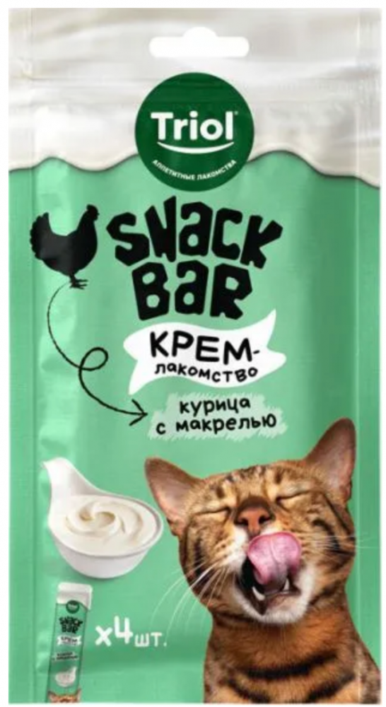 Лакомство для кошек &quot;Крем из курицы с макрелью&quot;, 40г, серия SNACK BAR, Triol