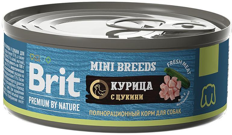 Корм Brit Premium By Nature Mini Breeds (консерв.) для собак малых пород, с курицей и цукини 100 г