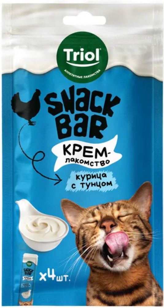 Лакомство для кошек &quot;Крем из курицы с тунцом&quot;, 40г, серия SNACK BAR, Triol