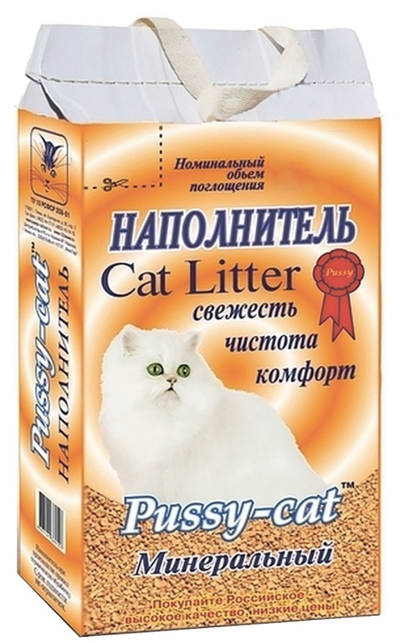 Наполнитель Pussy-Cat Cat Litter для кошек, впитывающий, минеральный, 4.5 л, 2 кг