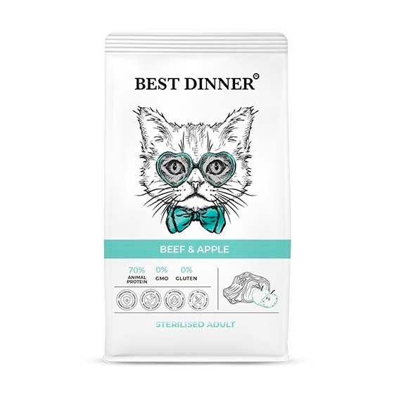 Корм для кошек Best Dinner Adult Cat Beef &amp; Apple для кошек склонных к аллергии. Говядина и Яблоко 1,5 кг