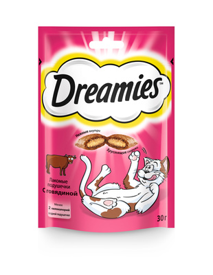Лакомство для кошек Dreamies лакомые подушечки с говядиной 140 г